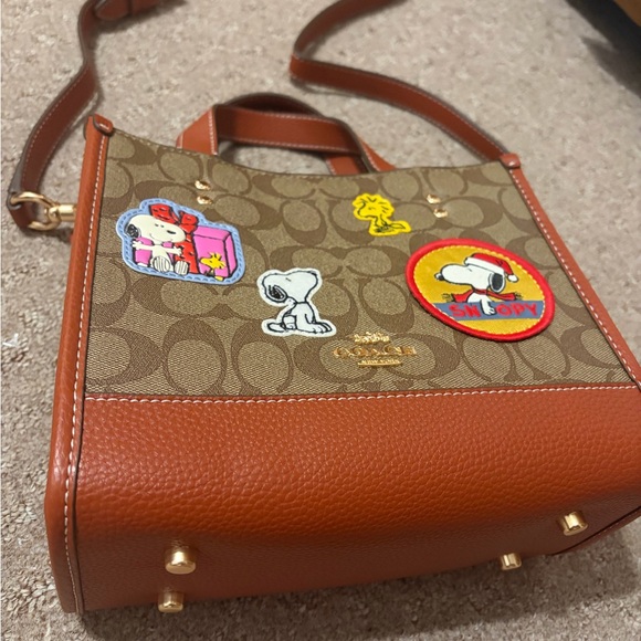 Coach Tan and Brown Satchel with Snoopy Patches - Picture 3 of 4